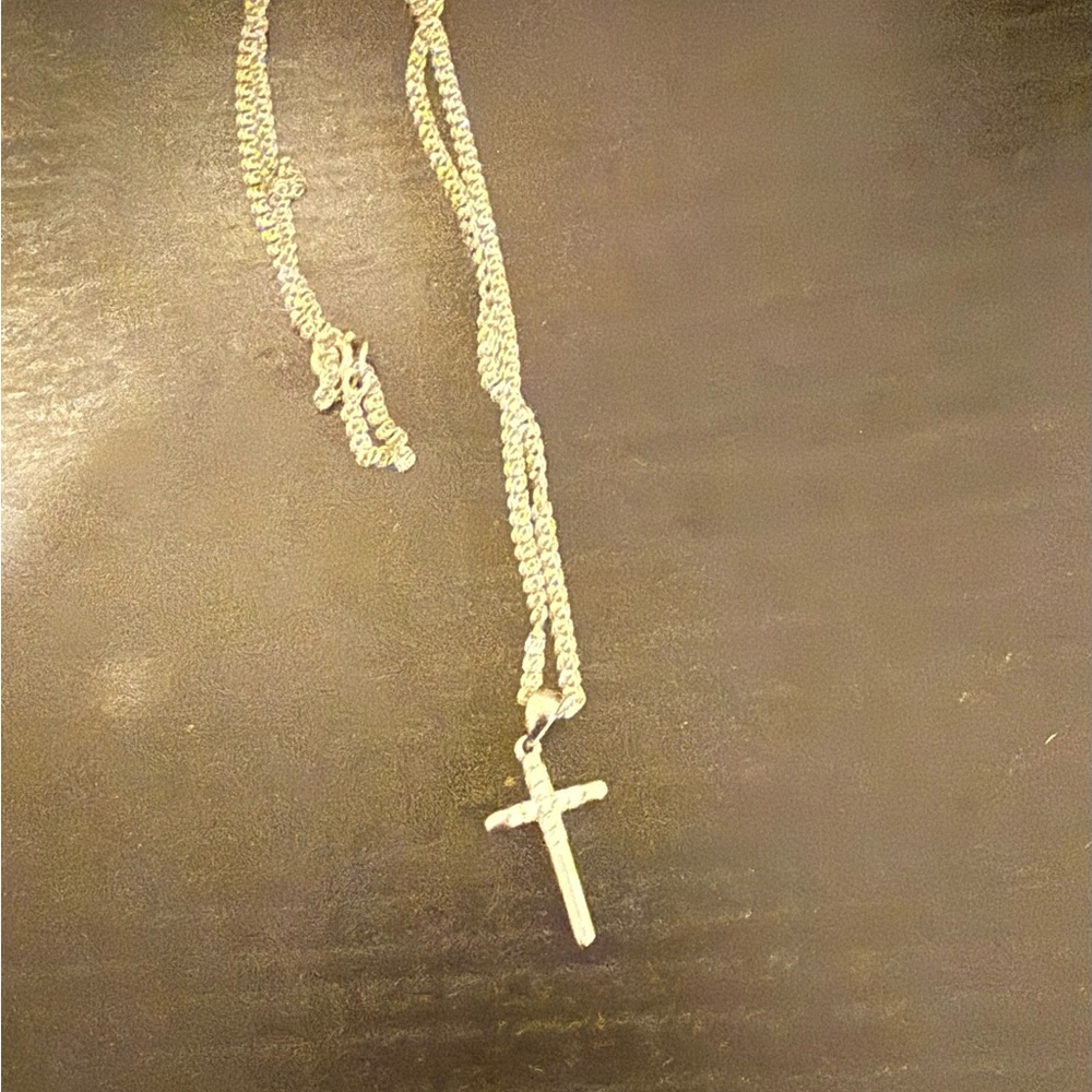Silver Cross Pendant Necklace - Picture 2 of 5